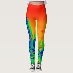 Chicago Michigan Avenue @ Night 1967 Neon Colourfu Leggings