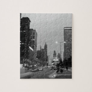 Chicago Michigan Avenue @ Night March 6, 1967 Jigsaw Puzzle