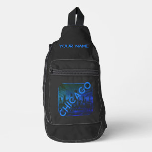 Chicago Modern Black Blue Custom Sling Bag