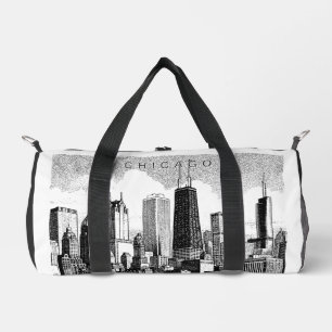 Chicago Modern Black Duffel Bag Print Cut Sew Bag