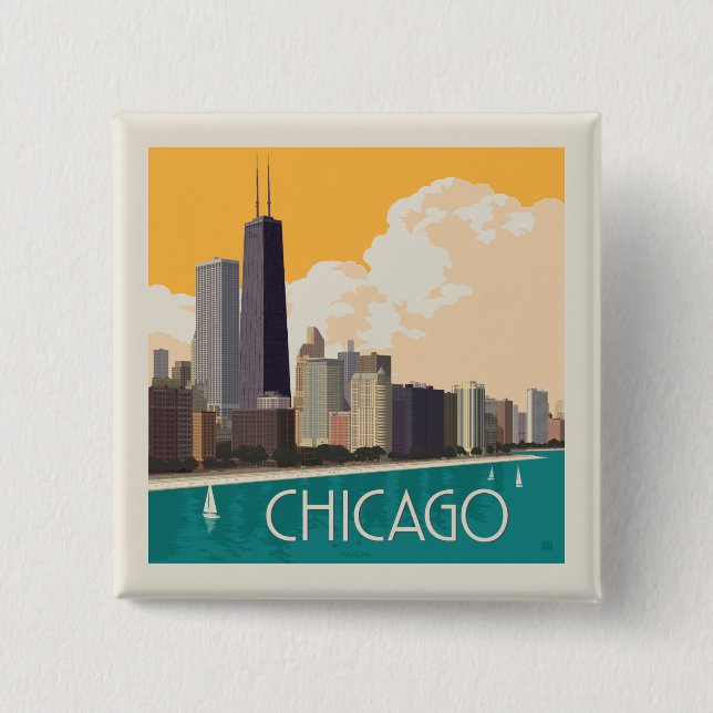 Chicago | Modern Skyline 15 Cm Square Badge (Front)