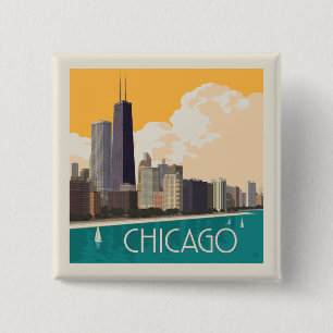 Chicago Modern Skyline 15 Cm Square Badge