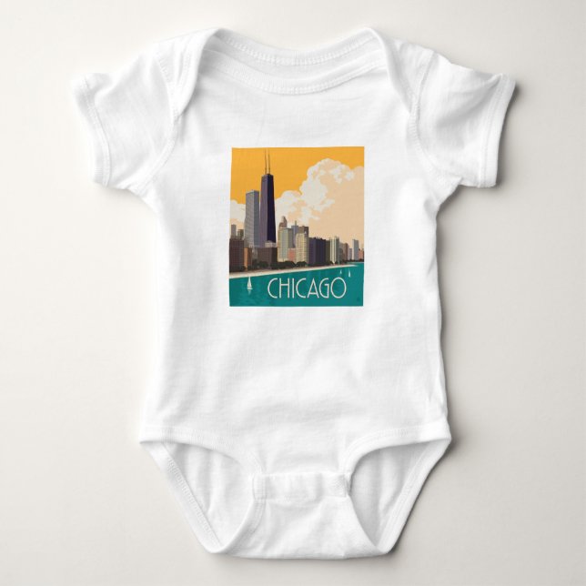 Chicago | Modern Skyline Baby Bodysuit (Front)