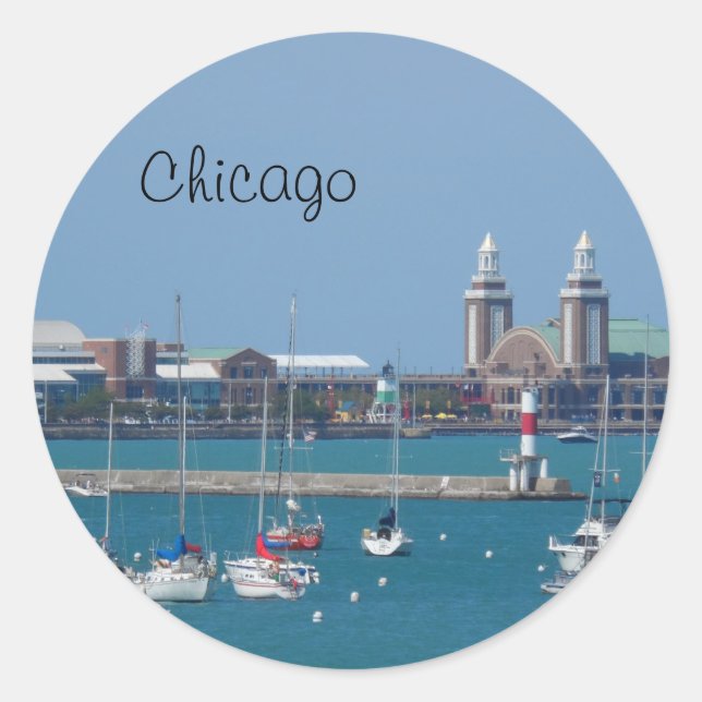 Chicago Navy Pier Classic Round Sticker (Front)