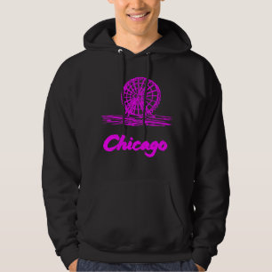 Chicago Navy Pier Ferris Wheel Neon Pink Hoodie