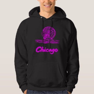 Chicago Navy Pier Ferris Wheel Neon Pink Hoodie