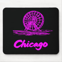Chicago Navy Pier Ferris Wheel Neon Pink