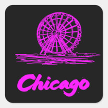 Chicago Navy Pier Ferris Wheel Neon Pink