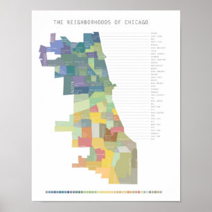 Chicago Neighborhoods Map Poster