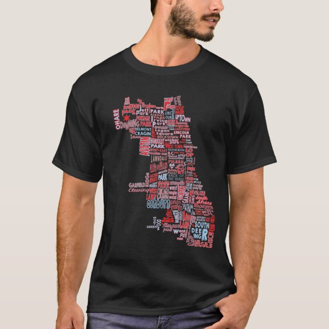 Chicago Neighbourhood Map T-Shirt (Front)