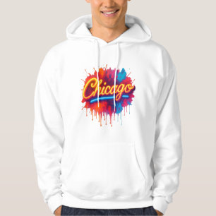 Chicago Neon Street Art Splash Hoodie