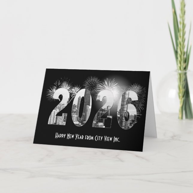 Chicago New Year 2026 Business Thank You Card (Front)