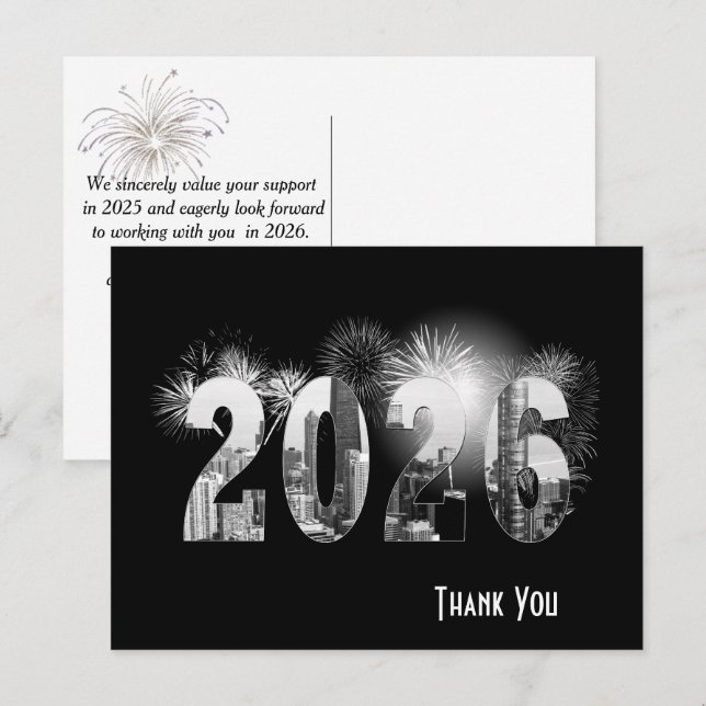 Chicago New Year 2026 Business Thank You Postcard (Front/Back)