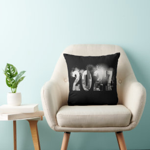 Chicago New Year 2027 with Fireworks Cushion