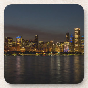 Chicago Night Cityscape Coaster