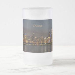 Chicago Night Cityscape Frosted Mug Souvenir
