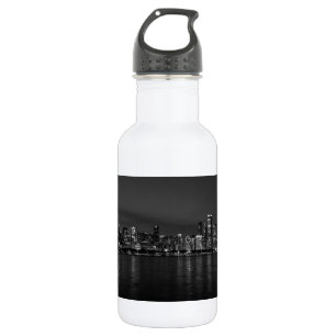 Chicago Night Cityscape Grayscale 532 Ml Water Bottle