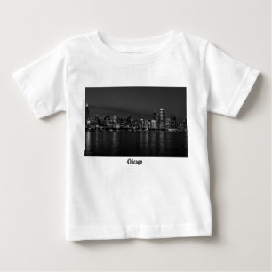 Chicago Night Cityscape Grayscale Baby T-Shirt