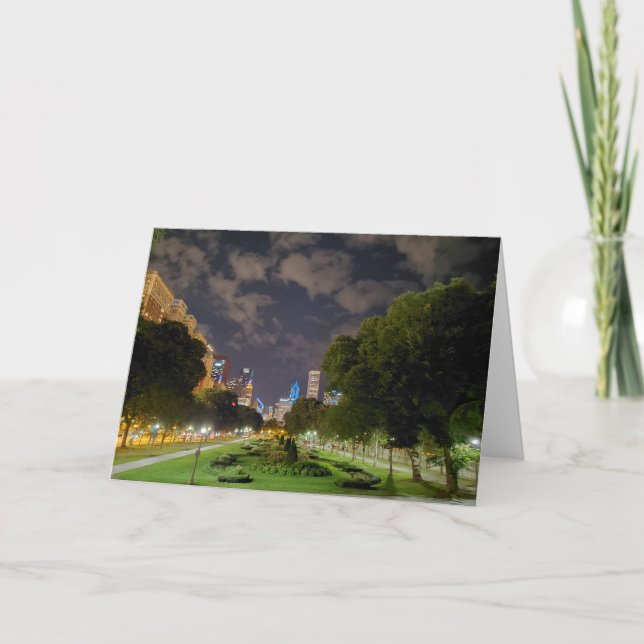 Chicago Night Sky Greeting Card (Front)