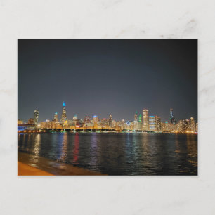 Chicago Night Skyline postcard