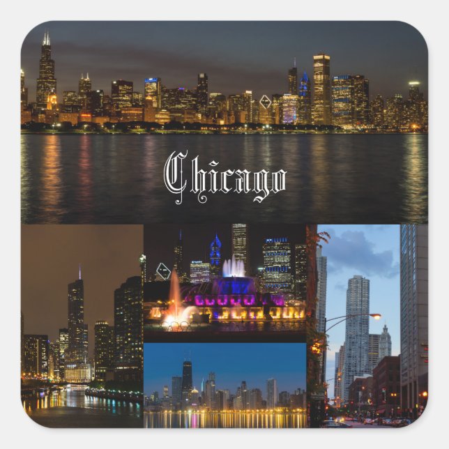 Chicago Night Square Sticker (Front)