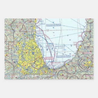 Chicago O'Hare Aeronautical Chart Wrapping Paper Sheet