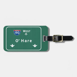 Chicago O'Hare Airport I-190 W Interstate Illinois Luggage Tag