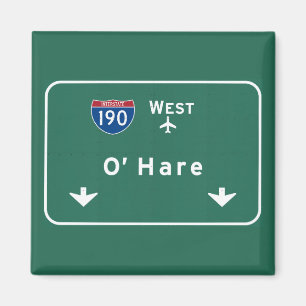Chicago O'Hare Airport I-190 W Interstate Illinois Magnet