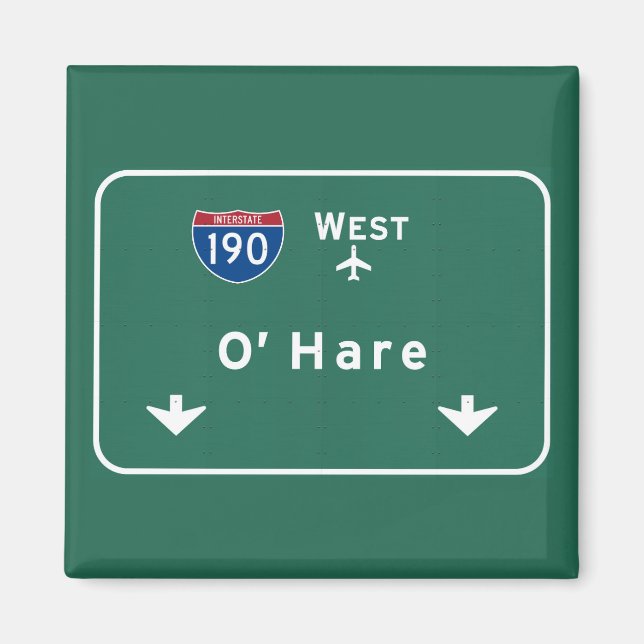 Chicago O'Hare Airport I-190 W Interstate Illinois Magnet (Front)