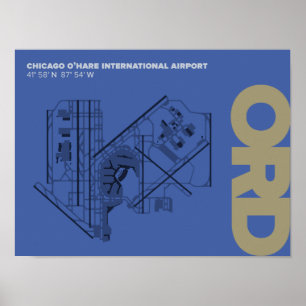 Chicago O'Hare Airport (ORD) Diagram Poster