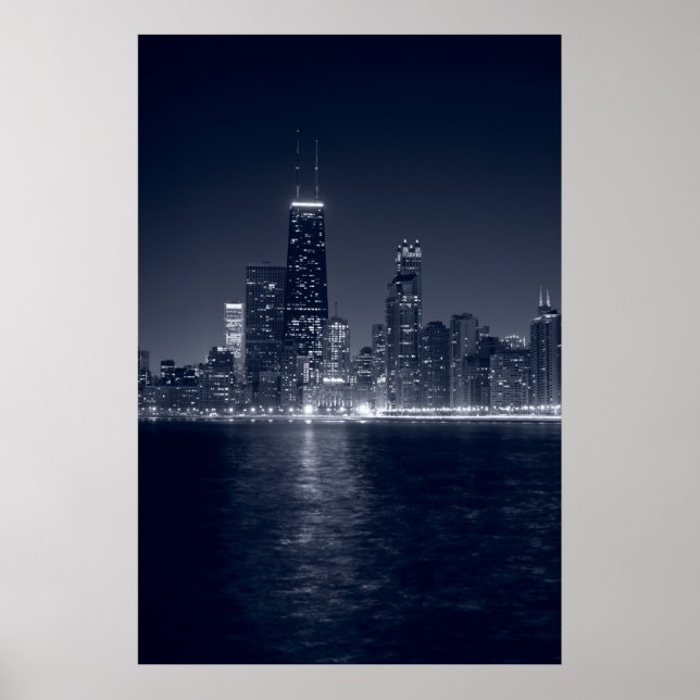 Chicago On The Lake, Black & White Poster (Front)