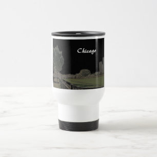 Chicago Park Highlighted Blackened Skies Travel Mug
