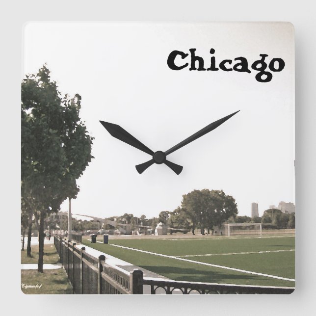 Chicago Park in Paint Daubs Square Wall Clock (Front)