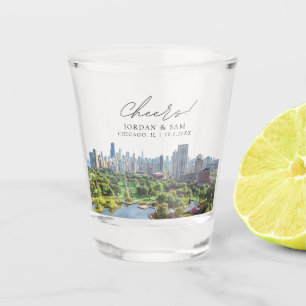 Chicago Photo Wedding Favor Cheers Shot Glass