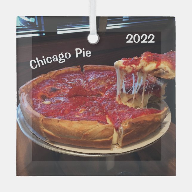Chicago Pie Deep Dish, Glass Tree Decoration (Front)