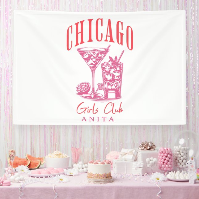Chicago pink bachelorette party banner (Party)