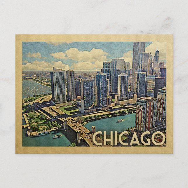 Chicago Postcard Illinois Vintage Travel (Front)