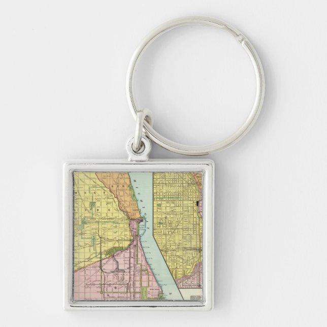 Chicago Railway Terminal Map Key Ring (Front)