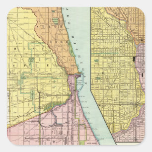 Chicago Railway Terminal Map Square Sticker