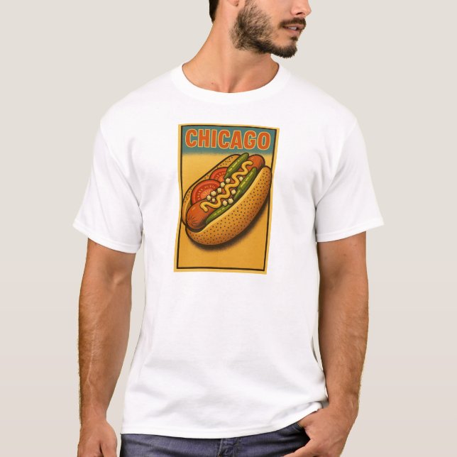 Chicago Retro Hot Dog T-Shirt (Front)