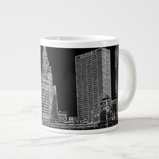 Chicago River 1967 Wrigley Building Sun Times Bldg Large Coffee Mug (Front Right)