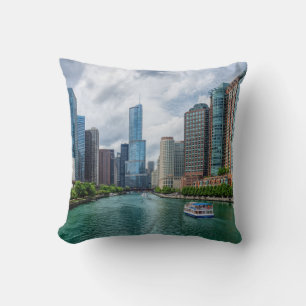 Chicago River and Trump Tower Cushion