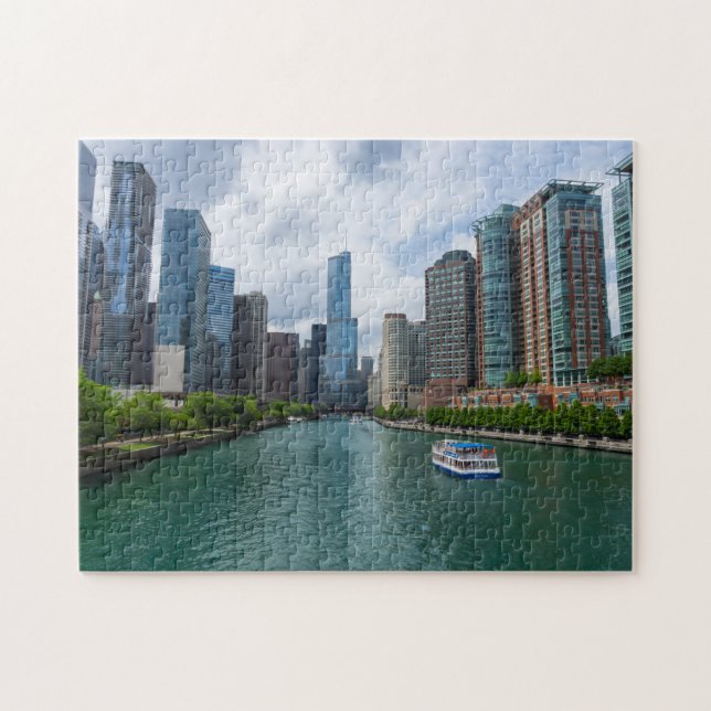 Chicago River and Trump Tower Jigsaw Puzzle (Horizontal)