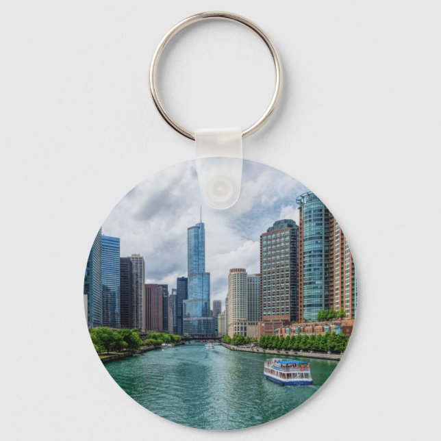 Chicago River and Trump Tower Key Ring (Front)