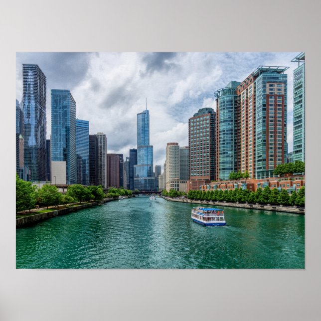 Chicago River and Trump Tower Poster (Front)