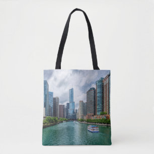 Chicago River and Trump Tower Tote Bag