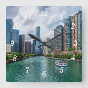 Chicago River and Trump Tower Wall Clock