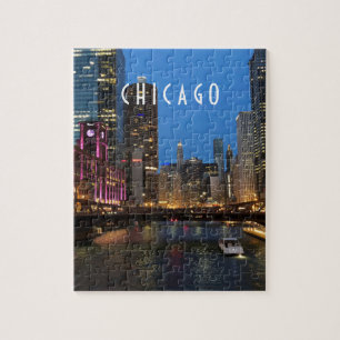 Chicago River at Night Jigsaw Puzzle