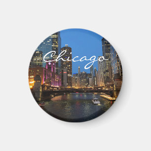Chicago River at Night Magnet