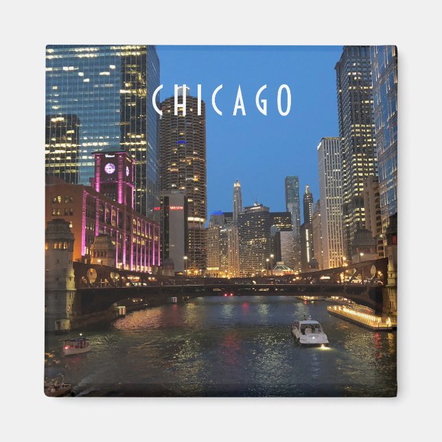 Chicago River at Night Magnet (Front)
